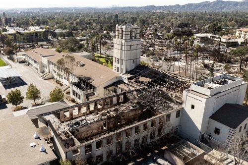 Eliot Arts Magnet Middle School is seen on January 21, 2025, after burning during the Eaton fire in Altadena, California. (Josh Edelson / AFP via Getty Images)